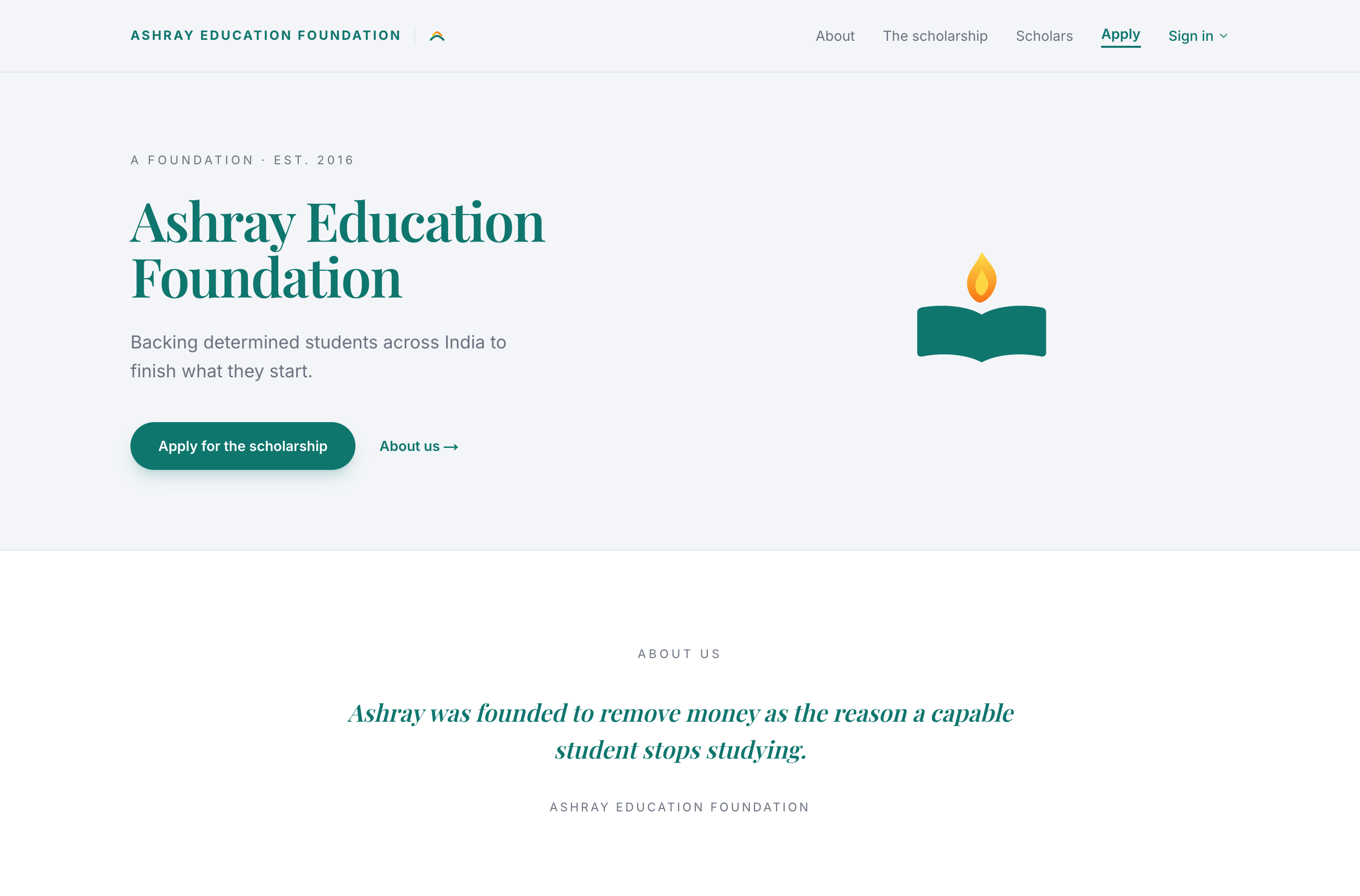 A foundation's public scholarship page on Upwing